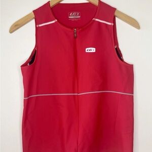 Louis Garneau Women's Comp Sleeveless Tri Jersey Large Red Back Pockets Cycling